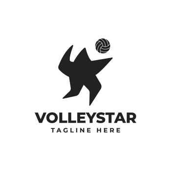 Volleyball Logo Design with Jumping Star Icon vector