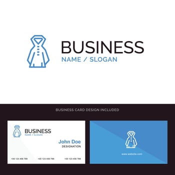 Clothing Rain Rainy Blue Business logo and Business Card Template Front and Back Design vector