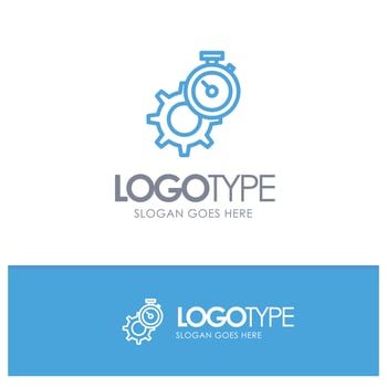 Timer Time Gear Setting Watch Blue outLine Logo with place for tagline vector