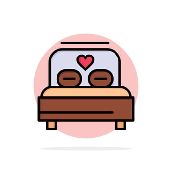 Bed Love Heart Wedding Abstract Circle Background Flat color Icon vector