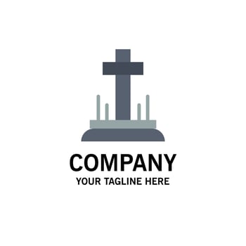 Celebration Christian Cross Easter Business Logo Template Flat Color vector