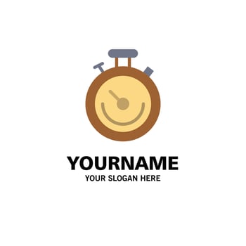 Clock Sports Stopwatch Time Business Logo Template Flat Color vector
