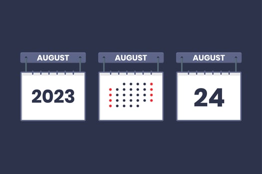 2023 calendar design August 24 icon. 24th August calendar schedule, appointment, important date concept. vector