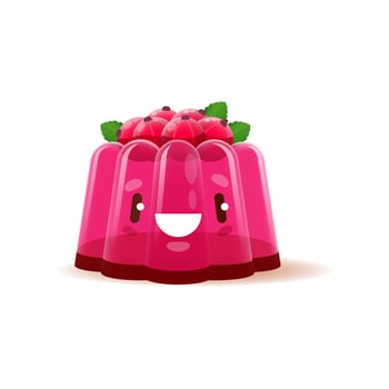 Cartoon funny pink pudding dessert cute character vector
