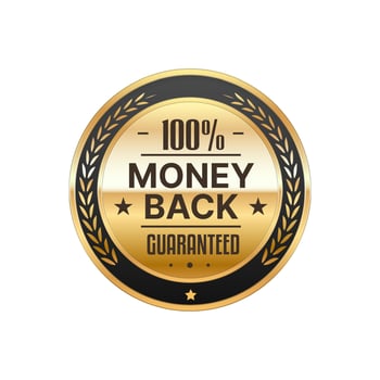 Money back service golden badge and label vector