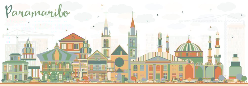 Abstract Paramaribo Skyline with Color Buildings. vector