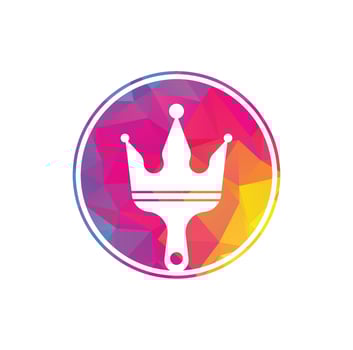 King paint vector logo design. Crown and paint brush icon.