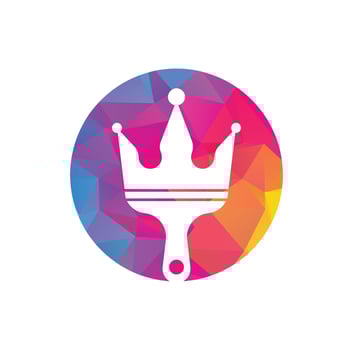 King paint vector logo design. Crown and paint brush icon.