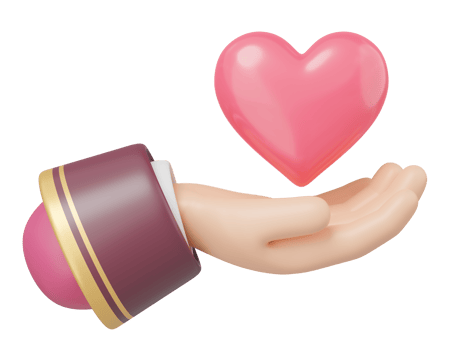 3D Pink heart float on red arm icon. Cartoon hand holding heart isolated transparent. Give send love. Valentine's Day, World health day, Donate family insurance concept. Cartoon icon smooth. 3d render png