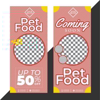 Social media post petfood pink banner vertical vector