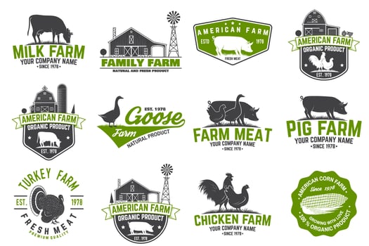 American Farm Badge or Label. Vector illustration.