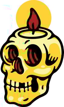 Colored Skull on white background, vector illustration, icon graphic badge design tattoo Halloween