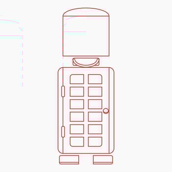 Editable Combination of Front View Typical English Royal Guard and Telephone Booth as Iconic Vector Illustration in Outline Style for England Culture Tradition and History Related Design