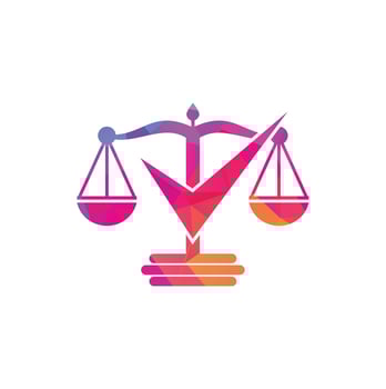 Law firm vector logo design. Law scale with check sign icon vector design.