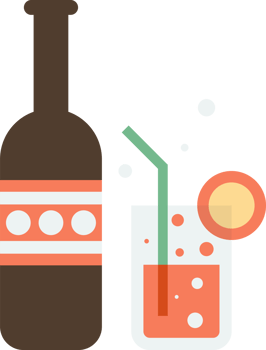 wine bottles and glasses illustration in minimal style png