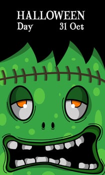 halloween frankenstein cute illustration cartoon design vector