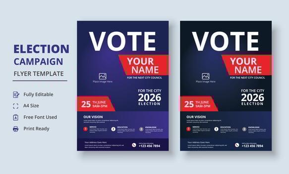 Election Campaign Flyer Template, Political Campaign Flyer Template, Vote Flyer Template, Political Election Poster vector
