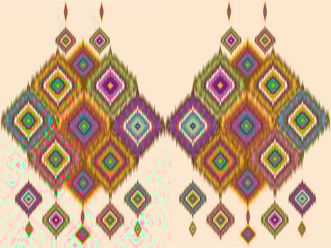 Ikat pattern emboidery style vector