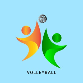 volley ball abstract gradient sports people jump vector logo design element