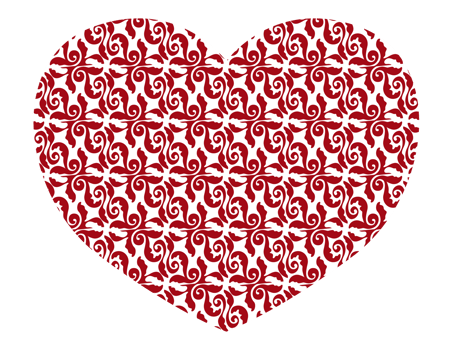 red valentine love with ornament pattern png