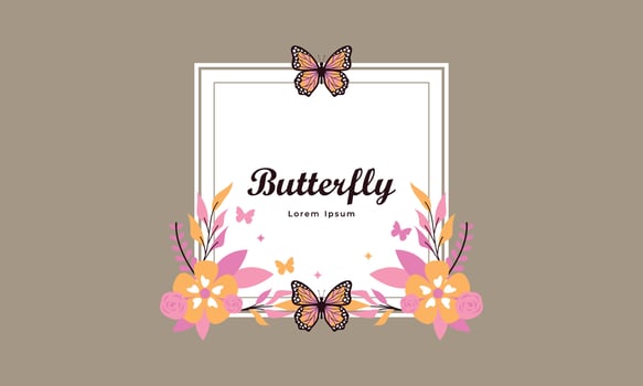 Wreath template and butterfly logo in watercolor style vector