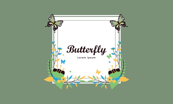 Wreath template and butterfly logo in watercolor style vector