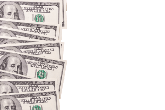 Paper money, US dollars. Transparent background. PNG. png