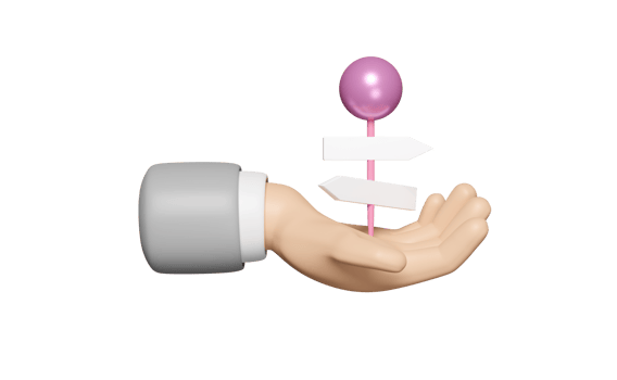 3d cartoon businessman hands holding pin with signboard, signpost isolated. goals, investment in hand concept, 3d render illustration png