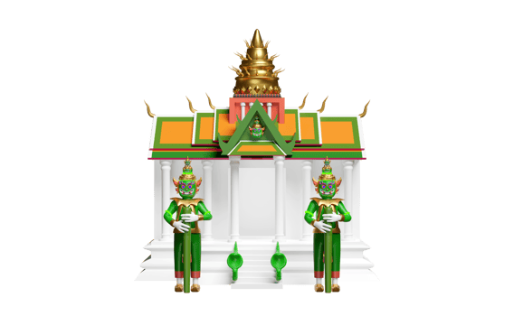 3d thai temple, castle with giant  and snake isolated. 3d render illustration png