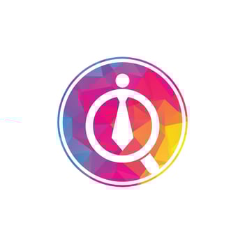Job Logo Design Vector. Job search icon with magnifying glass, Choose people for hire symbol. Job or employee logo vector