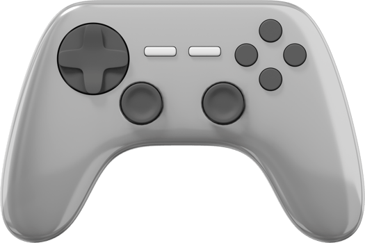 Realistic console game controller. Gray PNG icon on transparent background. 3D rendering.