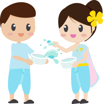 Songkran or Thai water festival elements png