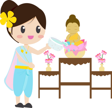 Songkran or Thai water festival elements png