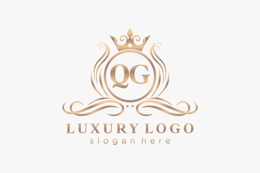 Initial QG Letter Royal Luxury Logo template in vector art for Restaurant, Royalty, Boutique, Cafe, Hotel, Heraldic, Jewelry, Fashion and other vector illustration.