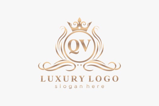 Initial QV Letter Royal Luxury Logo template in vector art for Restaurant, Royalty, Boutique, Cafe, Hotel, Heraldic, Jewelry, Fashion and other vector illustration.