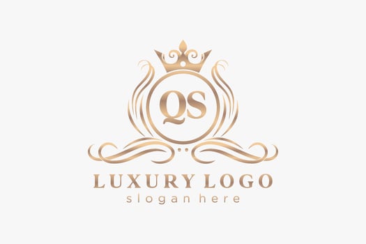 Initial QS Letter Royal Luxury Logo template in vector art for Restaurant, Royalty, Boutique, Cafe, Hotel, Heraldic, Jewelry, Fashion and other vector illustration.