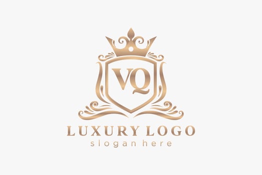 Initial VQ Letter Royal Luxury Logo template in vector art for Restaurant, Royalty, Boutique, Cafe, Hotel, Heraldic, Jewelry, Fashion and other vector illustration.