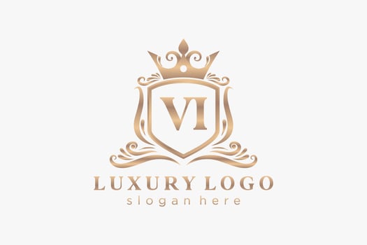 Initial VI Letter Royal Luxury Logo template in vector art for Restaurant, Royalty, Boutique, Cafe, Hotel, Heraldic, Jewelry, Fashion and other vector illustration.