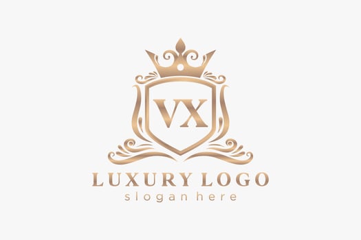 Initial VX Letter Royal Luxury Logo template in vector art for Restaurant, Royalty, Boutique, Cafe, Hotel, Heraldic, Jewelry, Fashion and other vector illustration.