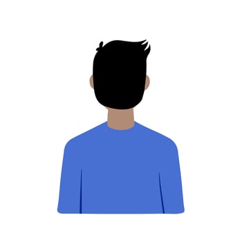Young man, view from the back. Boy character. Cartoon illustration isolated on white. Flat Millennial portrait vector