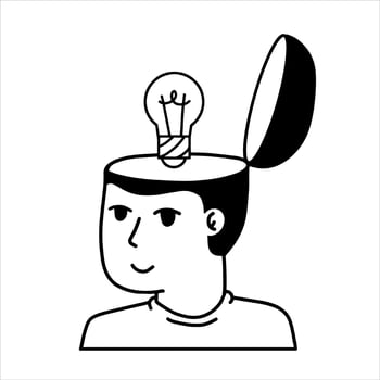 Man with open mind. Concept of idea, knowledge and learning. vector