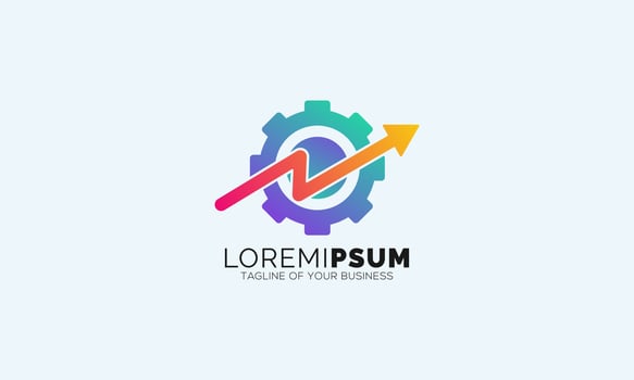 powerful and modern logo design with gear or system and arrow vector