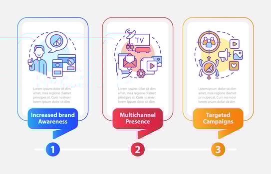 Digital transformation pros rectangle infographic template. Data visualization with 3 steps. Process timeline info chart. Workflow layout with line icons. vector