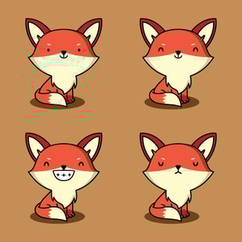 vector illustration of cute fox emoji