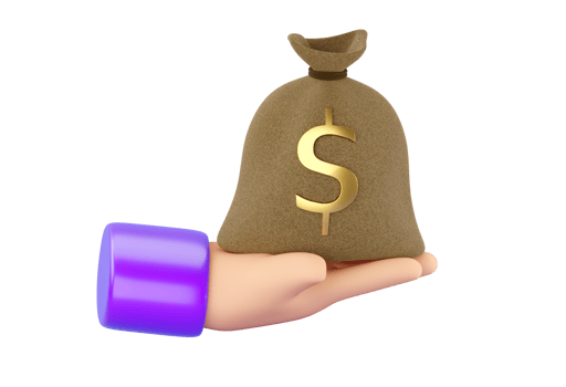 3d human hand holding Money Bag with gold dollar sign. Business, saving, money, banking, finance investment and services concept. Realistic 3d isolated high quality render png