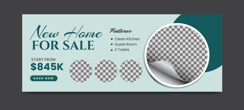 Real estate social media timeline cover banner template vector