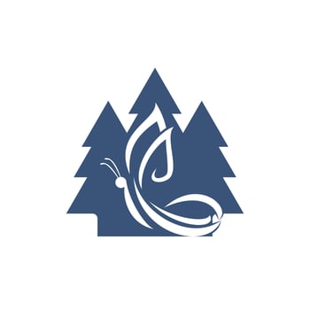 Pine tree and butterfly logo design. Modern graphic design logo eco spa company Beauty ecology concept Smooth shape Vector icon logo.