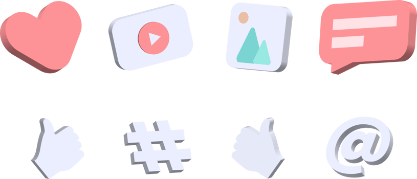 3d online social media element set png