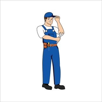 mechanic cartoon design illustration. repairman icon, sign and symbol. vector