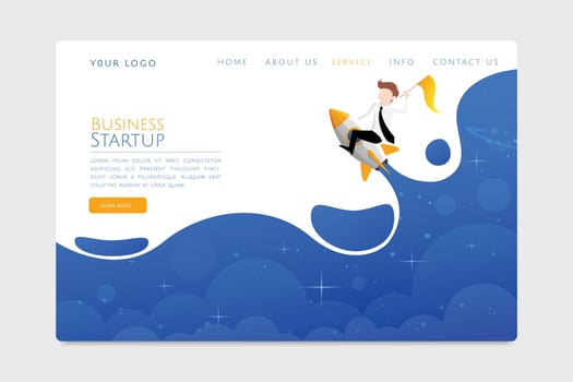 Rocket Start Up Concept for web page, banner, presentation, social media. Vector illustration